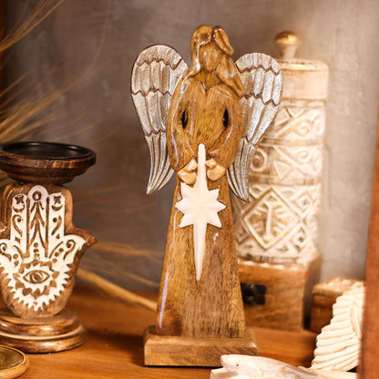 Large Mango Wood Peace Angel Metal Wings & Enamel Detail - Image large-mango-wood-peace-angel-metal-wings--enamel-detail-wang-10