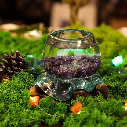 Molten Glass Mini Goldfish Bowl on Wood 20cm - Image molten-glass-mini-goldfish-bowl-on-wood-20cm-mgw-42