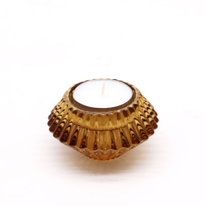 Flower Flip Dinner Candle / Tealight Holder - Antique Amber - Image flower-flip-dinner-candle--tealight-holder--antique-amber-gchd-12