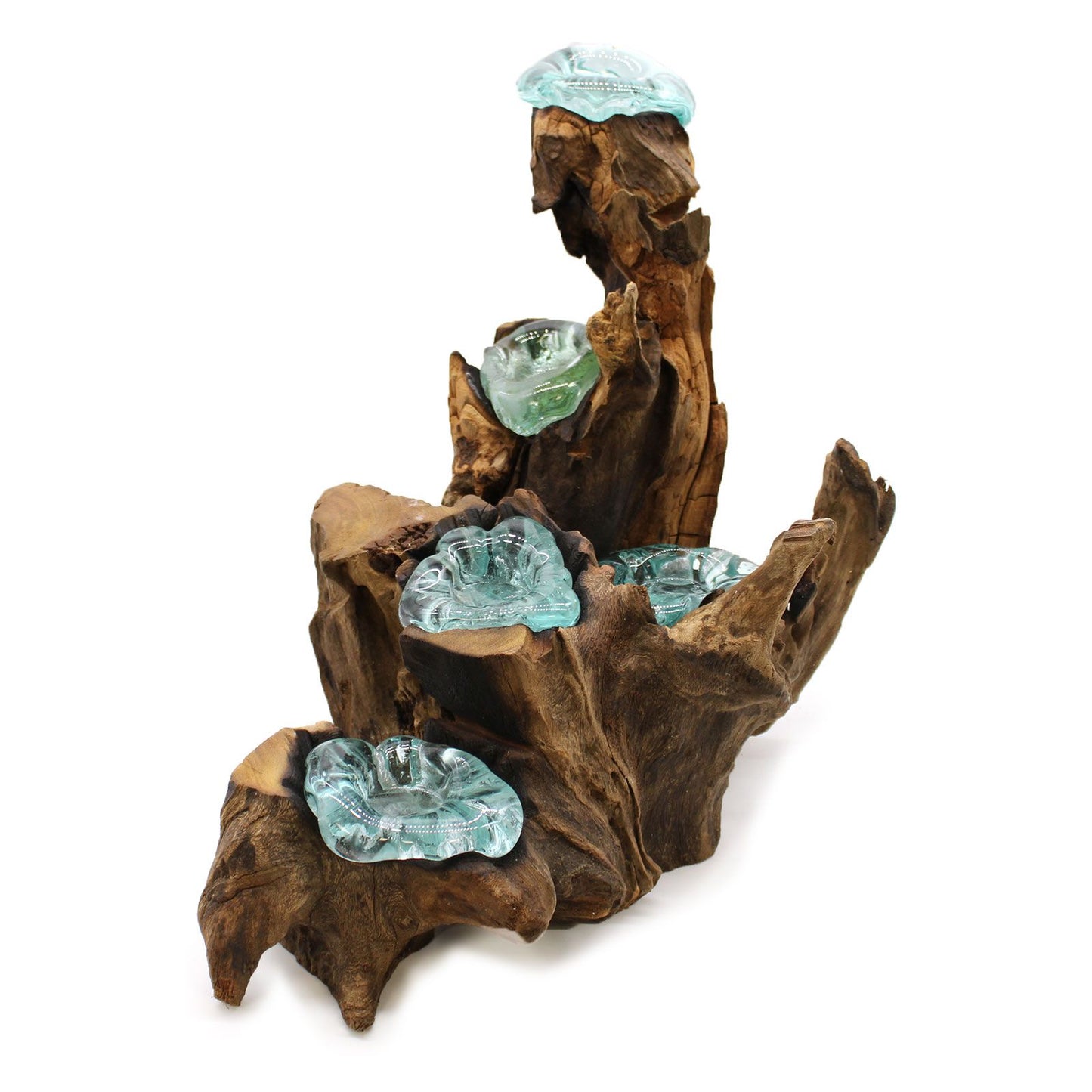 Molton Glass Five Candle Holder on Wood - Image molton-glass-five-candle-holder-on-wood-mgw-32