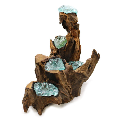 Molton Glass Five Candle Holder on Wood - Image molton-glass-five-candle-holder-on-wood-mgw-32