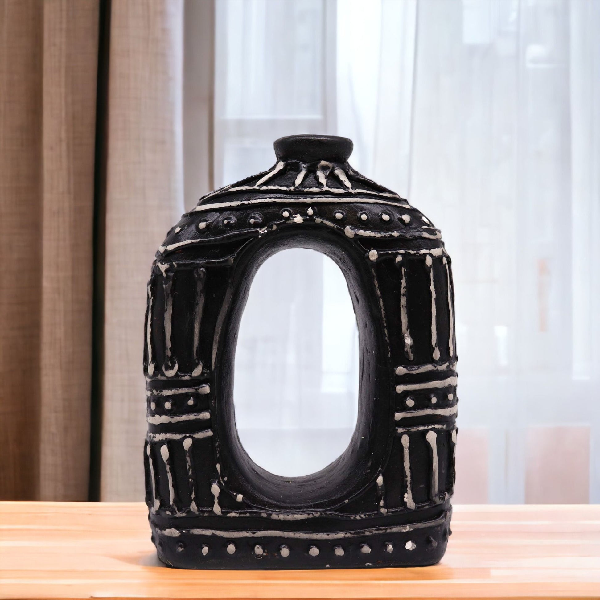Oval Donut Shaped Vase - Chocolate 23cm - Image oval-donut-shaped-vase--chocolate-23cm-bcv-12