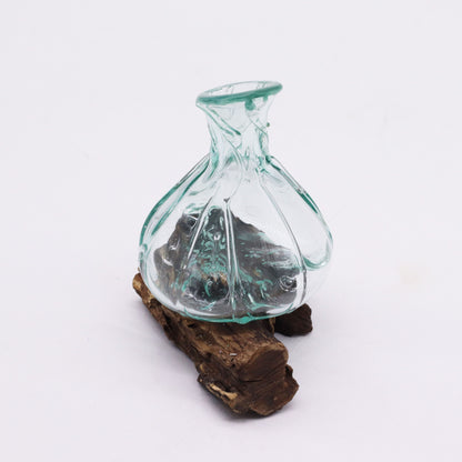 Molten Glass Fancy Mini Decanter on Wood 24cm - Image molten-glass-fancy-mini-decanter-on-wood-24cm-mgw-46