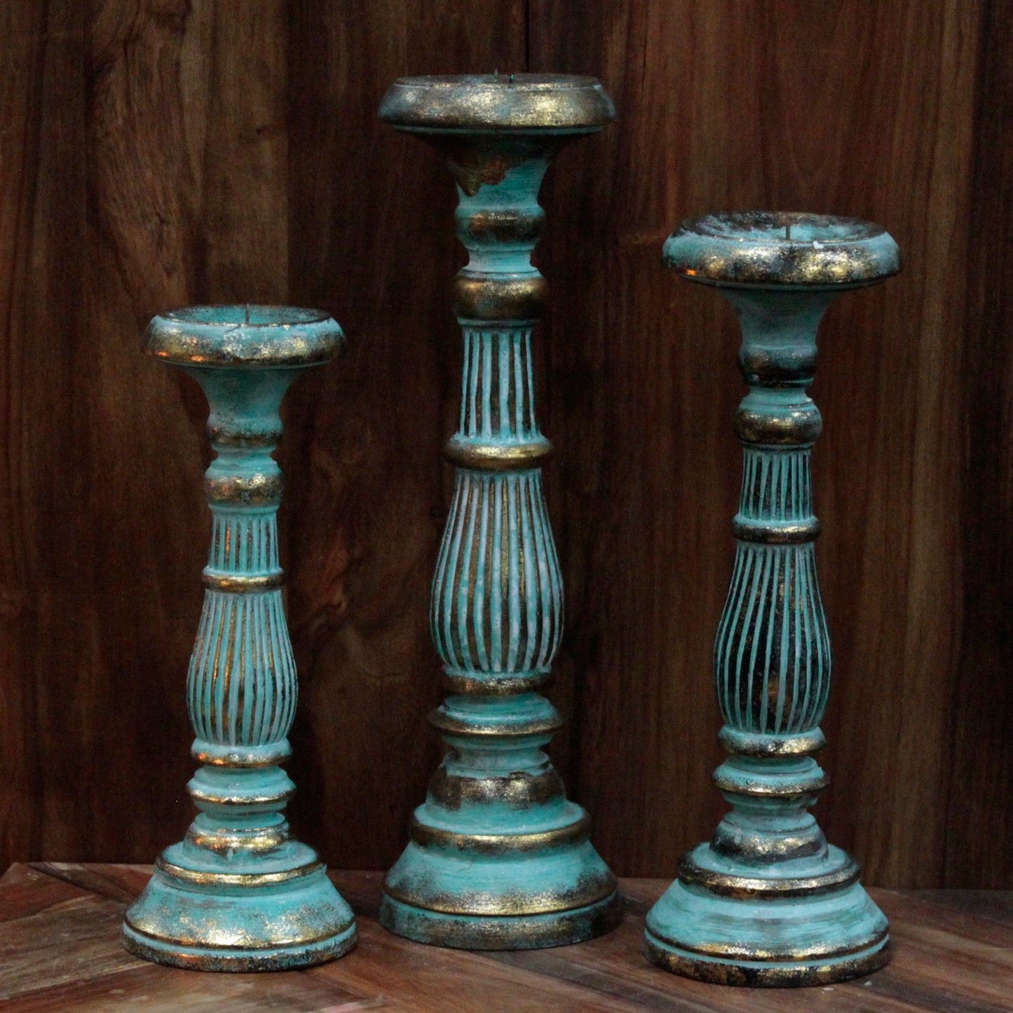 Medium Candle Stand - Turquois Gold - Image medium-candle-stand--turquois-gold-vinstics-05