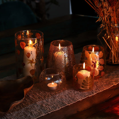 Natural Floral Glass - Straight Candle Holder - Primavera -  (8x8cm) - Image natural-floral-glass--straight-candle-holder--primavera---8x8cm-nfg-04