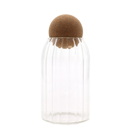 Cottage Cork-Ball Glass Jar -  Ribbed - 15cm - Image cottage-corkball-glass-jar---ribbed--15cm-cgj-08