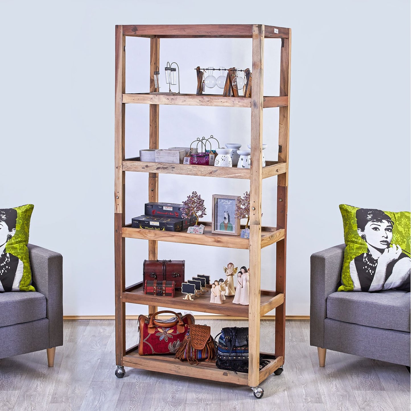 Six Shelf Display with Casters - Recycled Wood - Image six-shelf-display-with-casters--recycled-wood-acshop-08