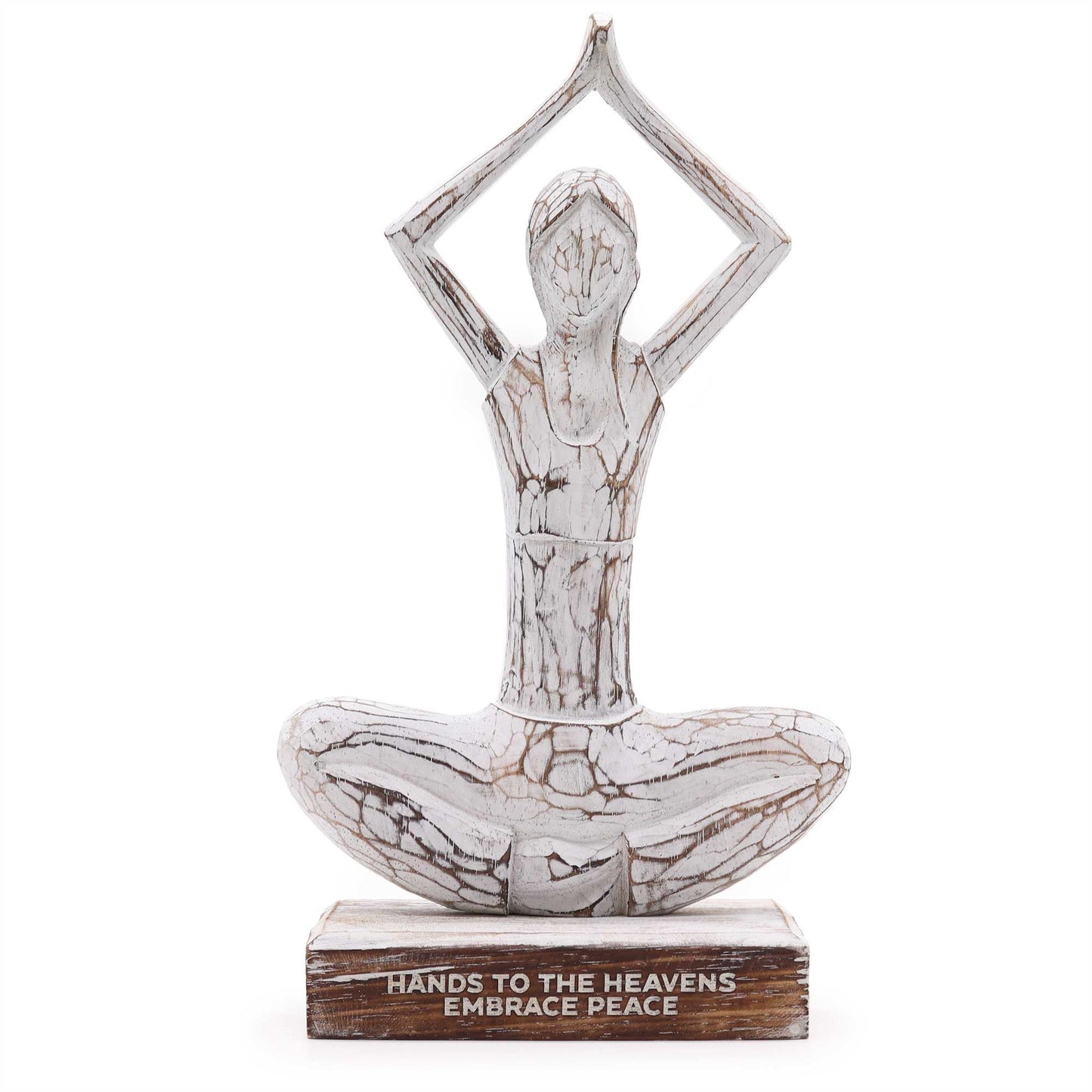 Wooden Yoga Lady - Whitewash - Hands Up Pose - "Hands to the Heavens Embrace Peace" - Image wooden-yoga-lady--whitewash--hands-up-pose--hands-to-the-heavens-embrace-peace-wyl-04