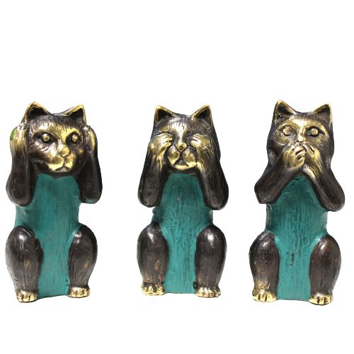 Set of 3 - See No, Hear No, Speak No Evil - Brass Cats - Image set-of-3--see-no-hear-no-speak-no-evil--brass-cats-bff-20