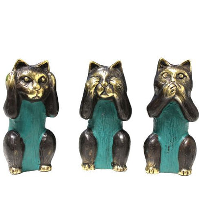 Set of 3 - See No, Hear No, Speak No Evil - Brass Cats - Image set-of-3--see-no-hear-no-speak-no-evil--brass-cats-bff-20