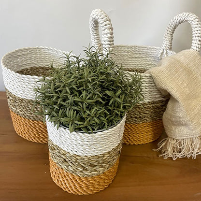 Seagrass Basket Set - Orange / Natural / White - Image seagrass-basket-set--orange--natural--white-sbs-05