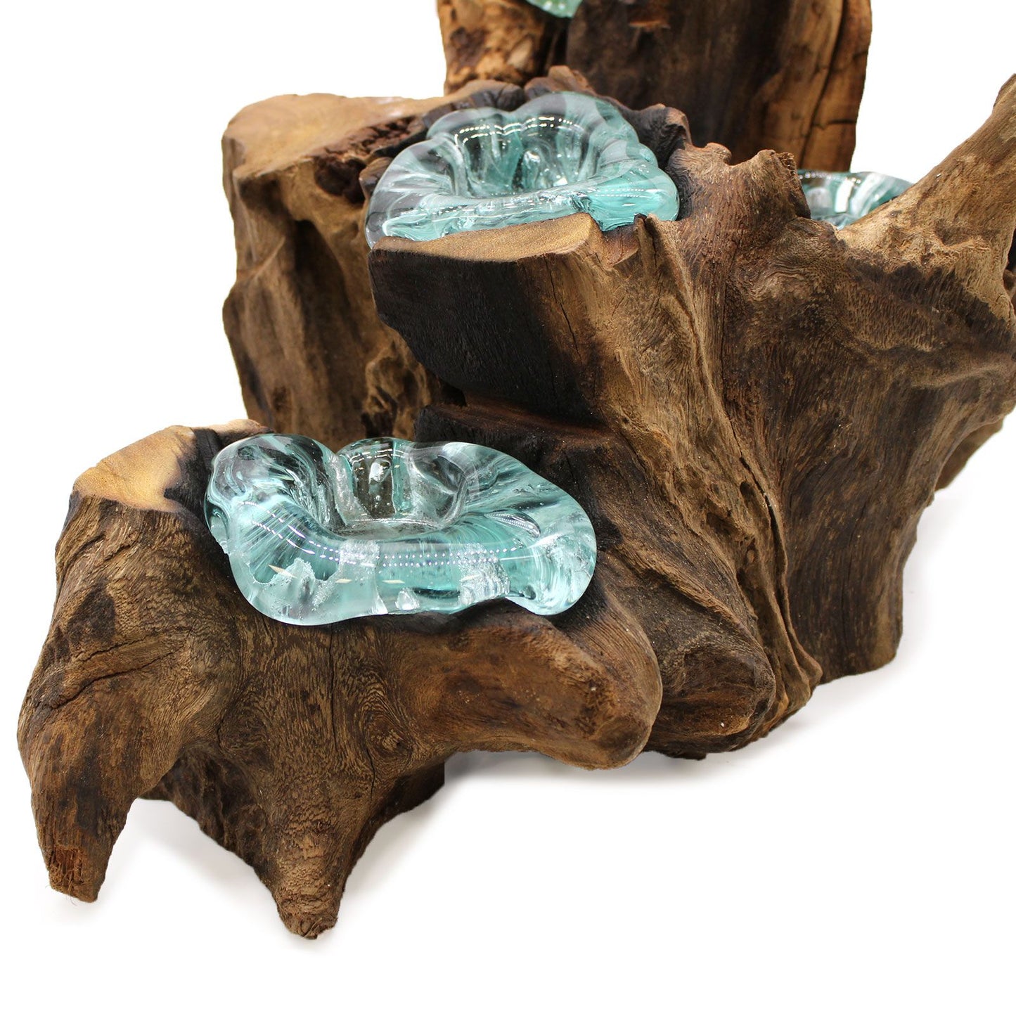 Molton Glass Five Candle Holder on Wood - Image molton-glass-five-candle-holder-on-wood-mgw-32