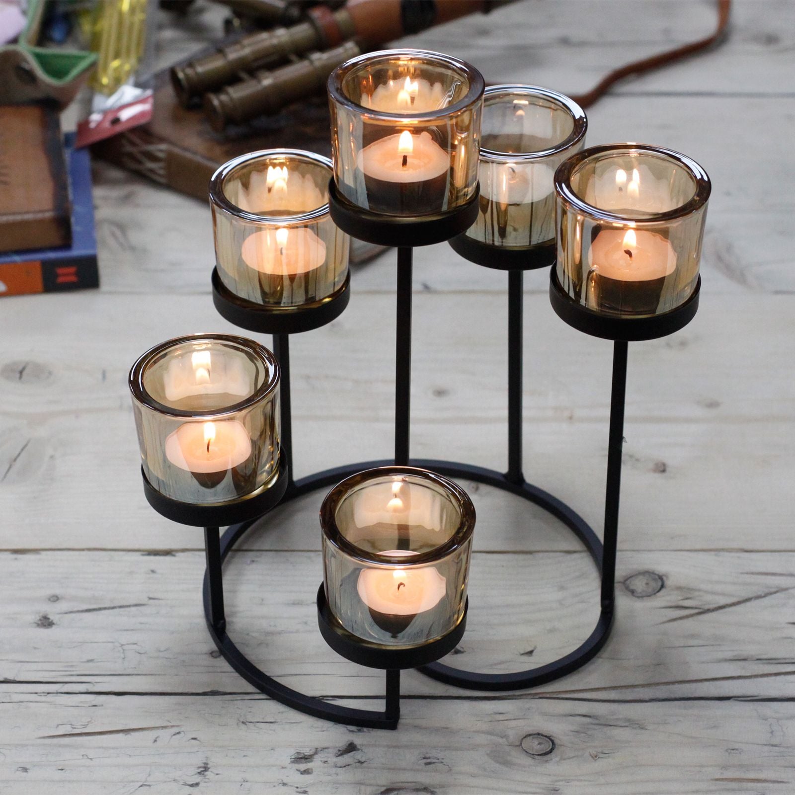 Centrepiece Iron Votive Candle Holder - 6 Cup Circule Tree - Image centrepiece-iron-votive-candle-holder--6-cup-circule-tree-civch-08