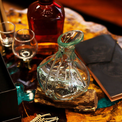 Molten Glass Fancy Mini Decanter on Wood 24cm - Image molten-glass-fancy-mini-decanter-on-wood-24cm-mgw-46