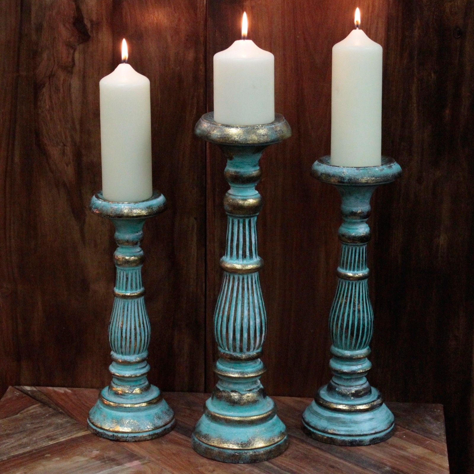 Medium Candle Stand - Turquois Gold - Image medium-candle-stand--turquois-gold-vinstics-05