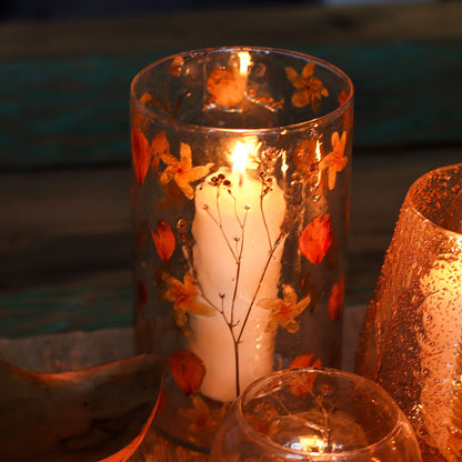 Natural Floral Glass - Tall Vase Candle Holder - Rose - (19x11cm) - Image natural-floral-glass--tall-vase-candle-holder--rose--19x11cm-nfg-09