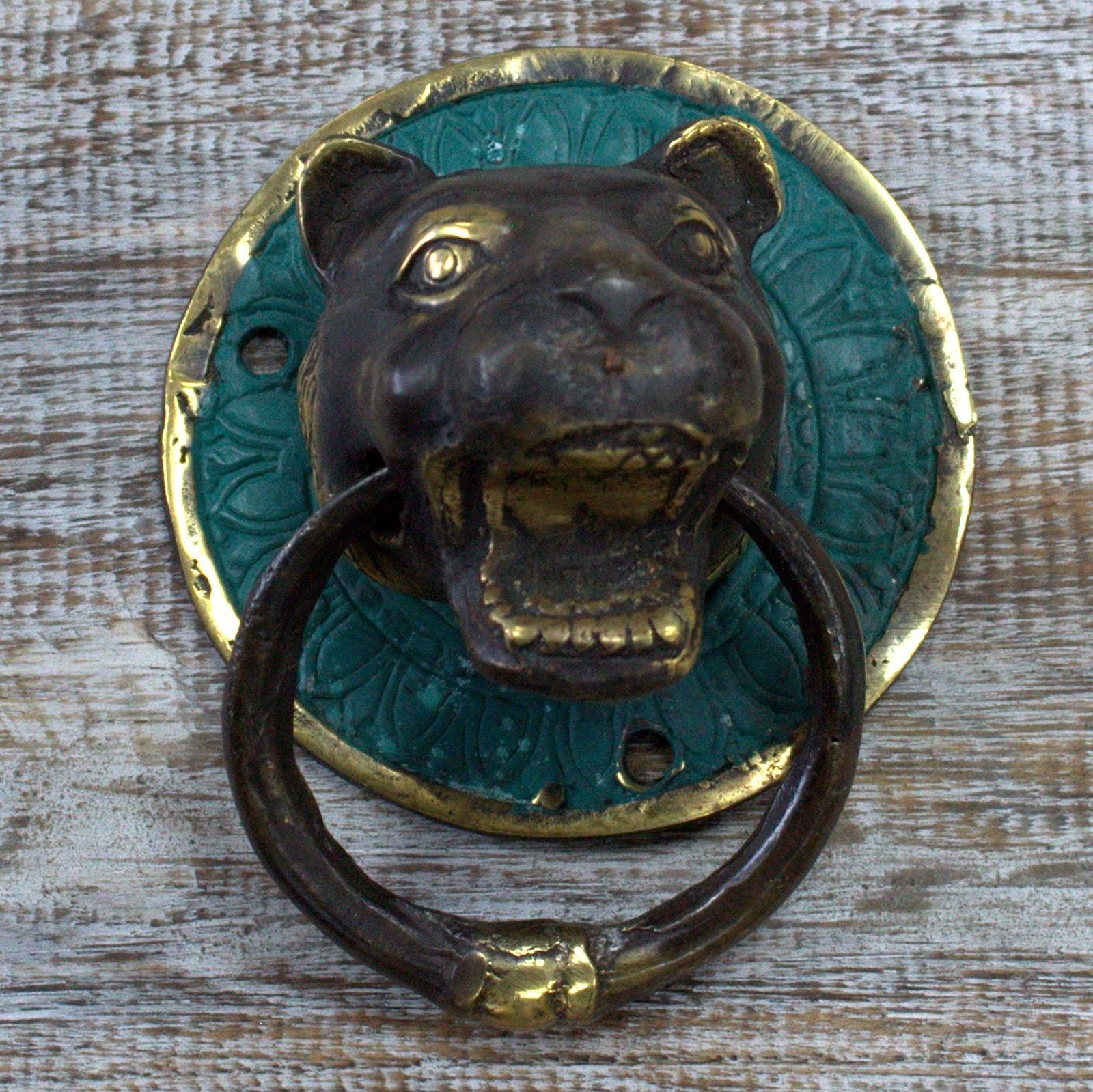 Brass Door Knocker - Tiger Head - Image brass-door-knocker--tiger-head-bdk-02