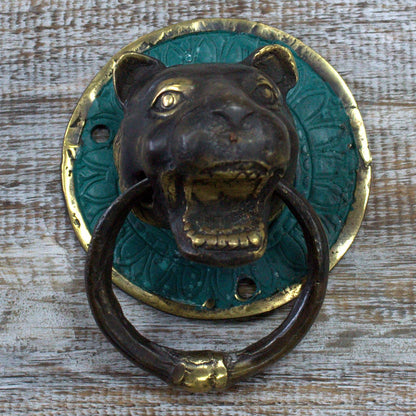 Brass Door Knocker - Tiger Head - Image brass-door-knocker--tiger-head-bdk-02