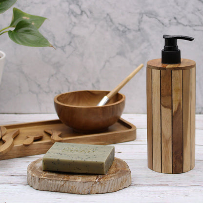 Natural Teakwood Soap Dispenser - Round - Image natural-teakwood-soap-dispenser--round-nsd-03