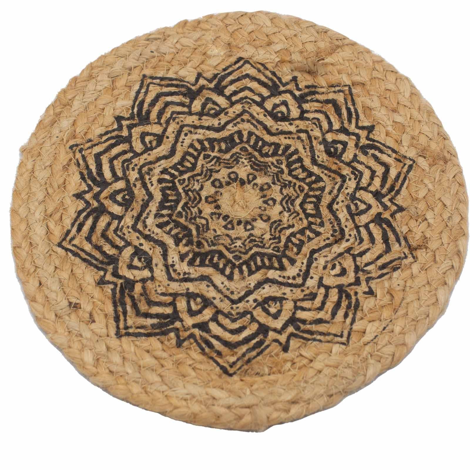 Natural Place Mat - Jute  30cm - Mandala Print - Image natural-place-mat--jute--30cm--mandala-print-npmat-07