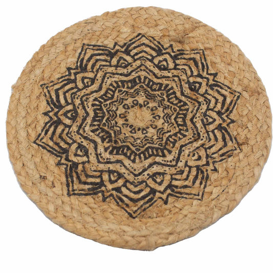 Natural Place Mat - Jute  30cm - Mandala Print - Image natural-place-mat--jute--30cm--mandala-print-npmat-07