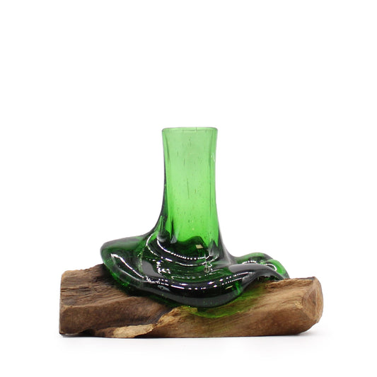 Recycled Beer Bottles - Mini Flower Vase on Wood - Image recycled-beer-bottles--mini-flower-vase-on-wood-rbb-07