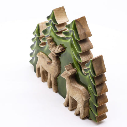 Lost in the Forrest -  Two Dear in the Forrest 3D Wooden Decoration - 18x23cm - Image lost-in-the-forrest---two-dear-in-the-forrest-3d-wooden-decoration--18x23cm-lif-03