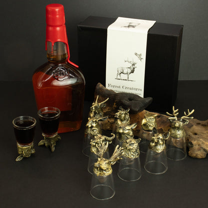 Gift Set of 12 Bottom Up Shot Glasses (25ml) - Forest & Mystical Creatures - Antique Bronze - Image gift-set-of-12-bottom-up-shot-glasses-25ml--forest--mystical-creatures--antique-bronze-bbug-01