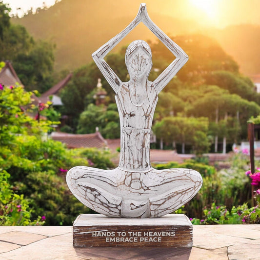 Wooden Yoga Lady - Whitewash - Hands Up Pose - "Hands to the Heavens Embrace Peace" - Image wooden-yoga-lady--whitewash--hands-up-pose--hands-to-the-heavens-embrace-peace-wyl-04