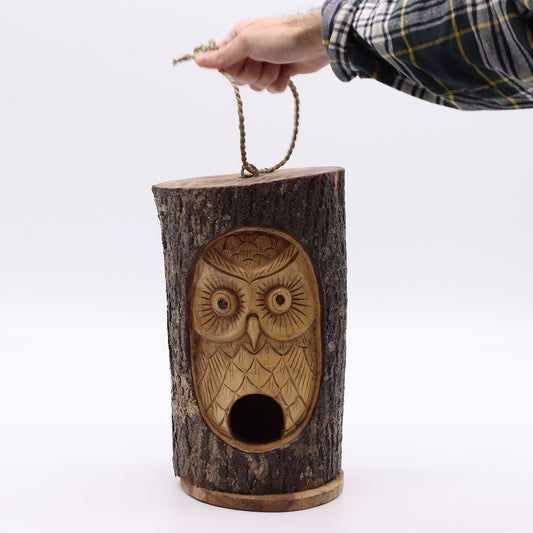 Tree Trunk Face - Bird House - Wise Owl - Image tree-trunk-face--bird-house--wise-owl-birdb-09
