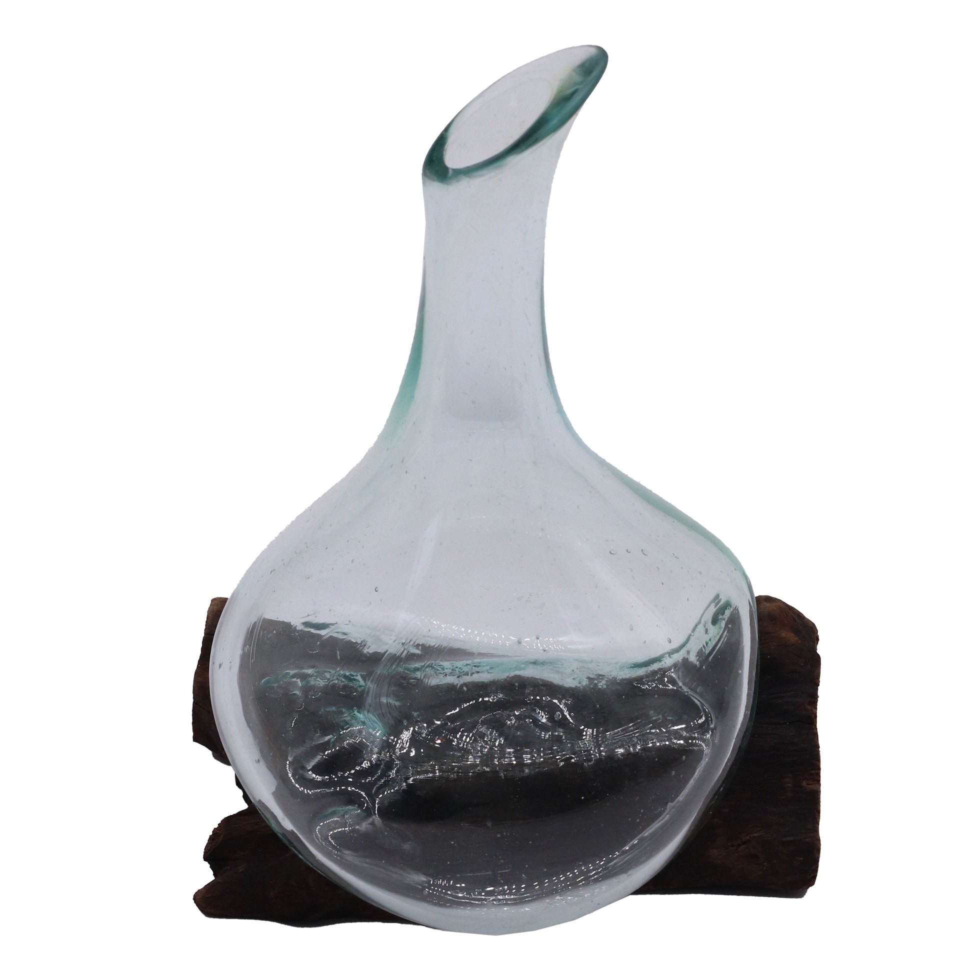 Molten Glass Mini Decanter on Wood 20cm - Image molten-glass-mini-decanter-on-wood-20cm-mgw-45