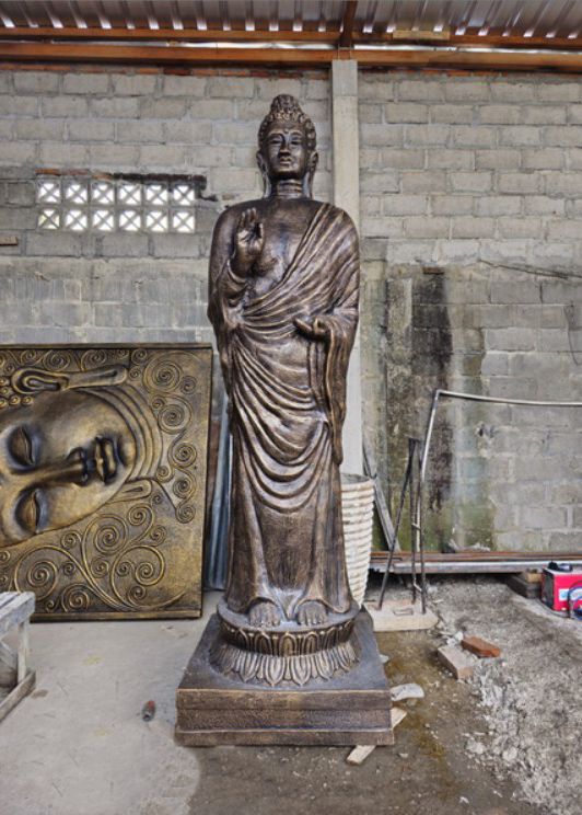 Tall Antique Gold Standing Buddha Statue - 3m Tall - Image tall-antique-gold-standing-buddha-statue--3m-tall-gas-05