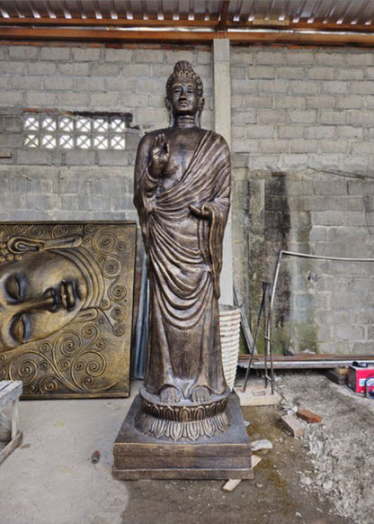 Tall Antique Gold Standing Buddha Statue - 3m Tall - Image tall-antique-gold-standing-buddha-statue--3m-tall-gas-05