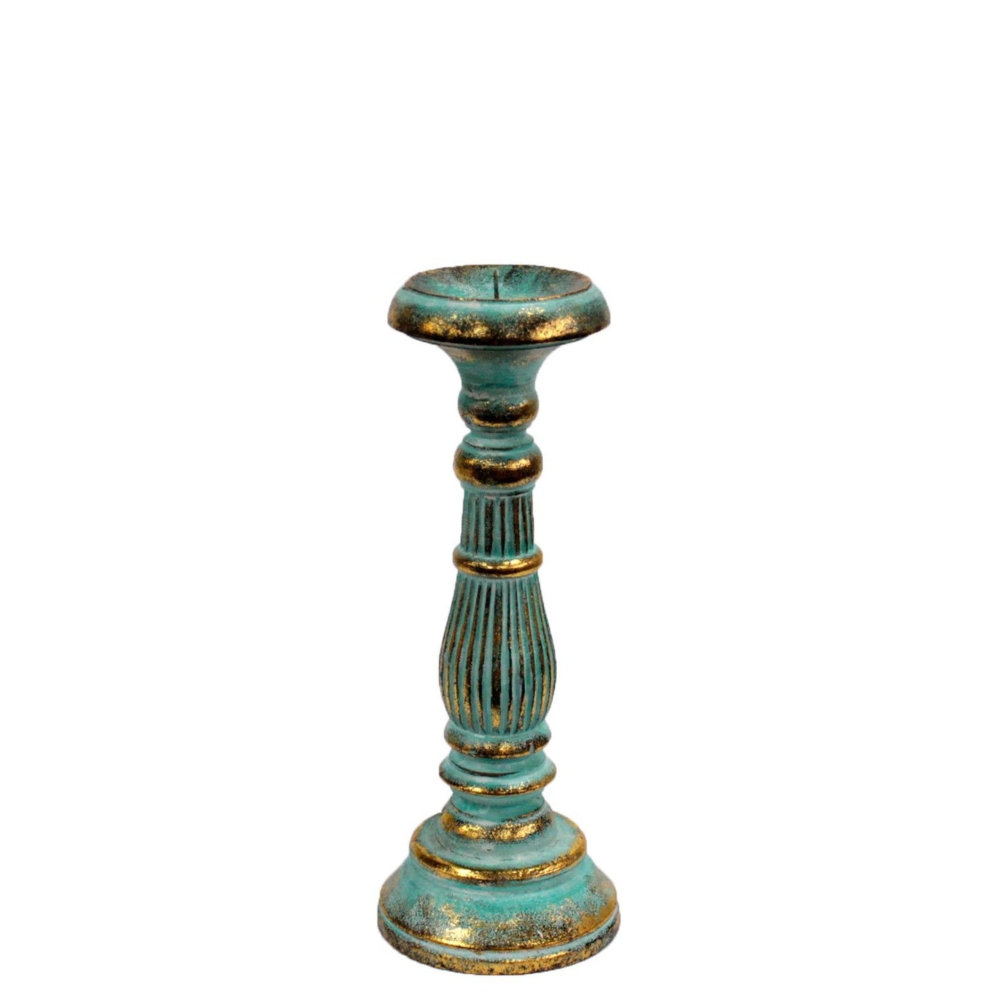 Small Candle Holder Stand - Turquois Gold - Image small-candle-stand--turquois-gold-vinstics