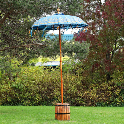Bali Patio Parasol - Cotton - Turquoise Decor - 1.5m - Image bali-patio-parasol--cotton--turquoise-decor--15m-bpar-02