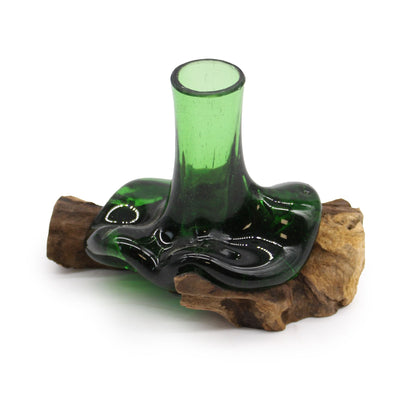 Recycled Beer Bottles - Mini Flower Vase on Wood - Image recycled-beer-bottles--mini-flower-vase-on-wood-rbb-07
