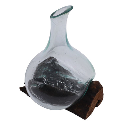 Molten Glass Mini Decanter on Wood 20cm - Image molten-glass-mini-decanter-on-wood-20cm-mgw-45