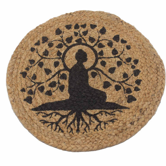 Natural Place Mat - Jute 30cm - Bodhi Tree Print - Image natural-place-mat--jute-30cm--bodhi-tree-print-npmat-08