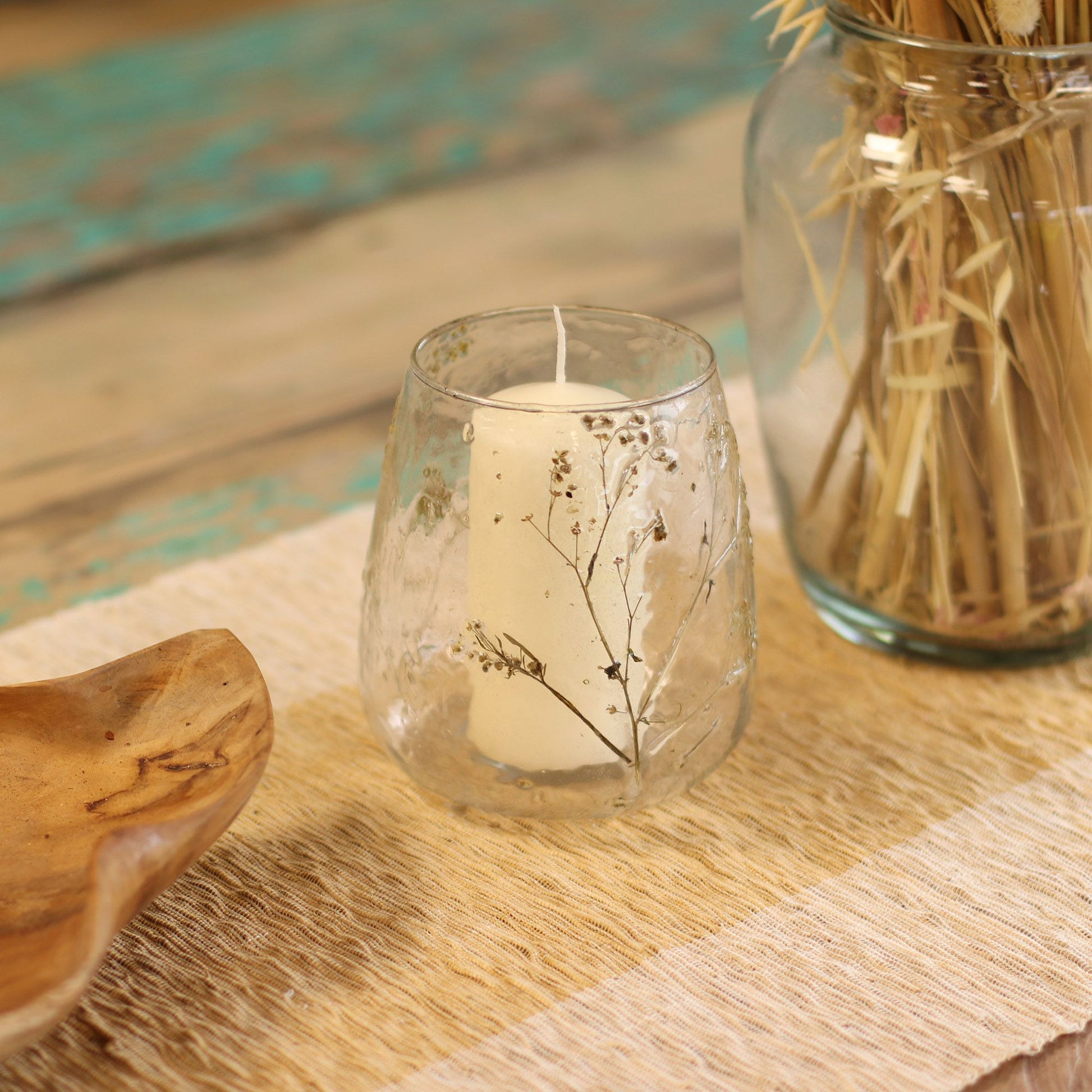 Natural Floral Glass - Vase Candle Holder - Margarita  - (12x11cm) - Image natural-floral-glass--vase-candle-holder--margarita---12x11cm-nfg-03