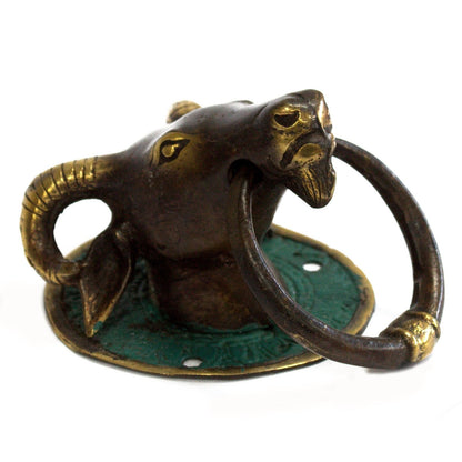 Brass Door Knocker - Rams Head - Image brass-door-knocker--rams-head-bdk-03