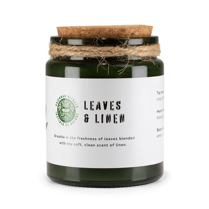 Greenman Woodwick Soy Candle - Leaves & Linen - Image greenman-woodwick-soy-candle--leaves--linen-wsoyc-02