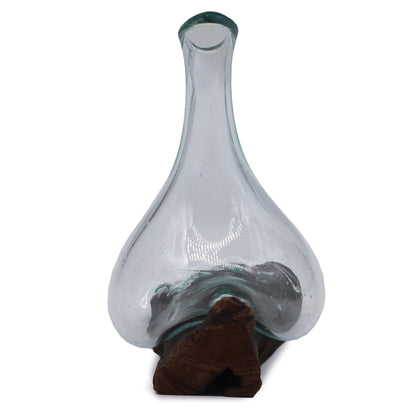 Molten Glass Mini Decanter on Wood 20cm - Image molten-glass-mini-decanter-on-wood-20cm-mgw-45