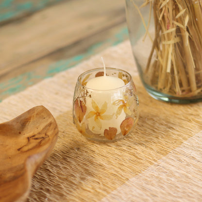 Natural Floral Glass - Straight Candle Holder - Rosa - (8x8cm) - Image natural-floral-glass--straight-candle-holder--rosa--8x8cm-nfg-07
