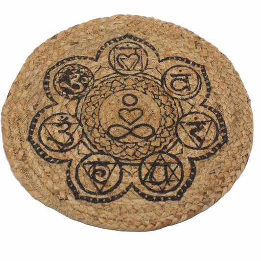 Natural Place Mat - Jute   30cm - Chakra Print - Image natural-place-mat--jute---30cm--chakra-print-npmat-09