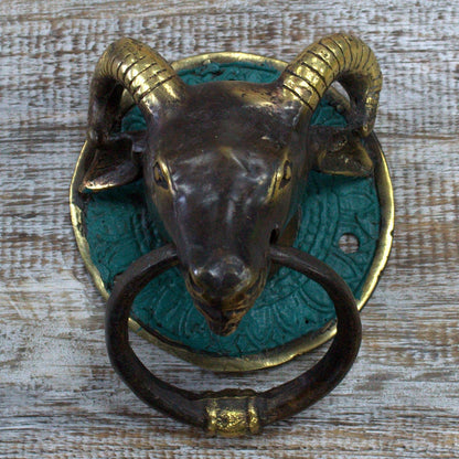 Brass Door Knocker - Rams Head - Image brass-door-knocker--rams-head-bdk-03