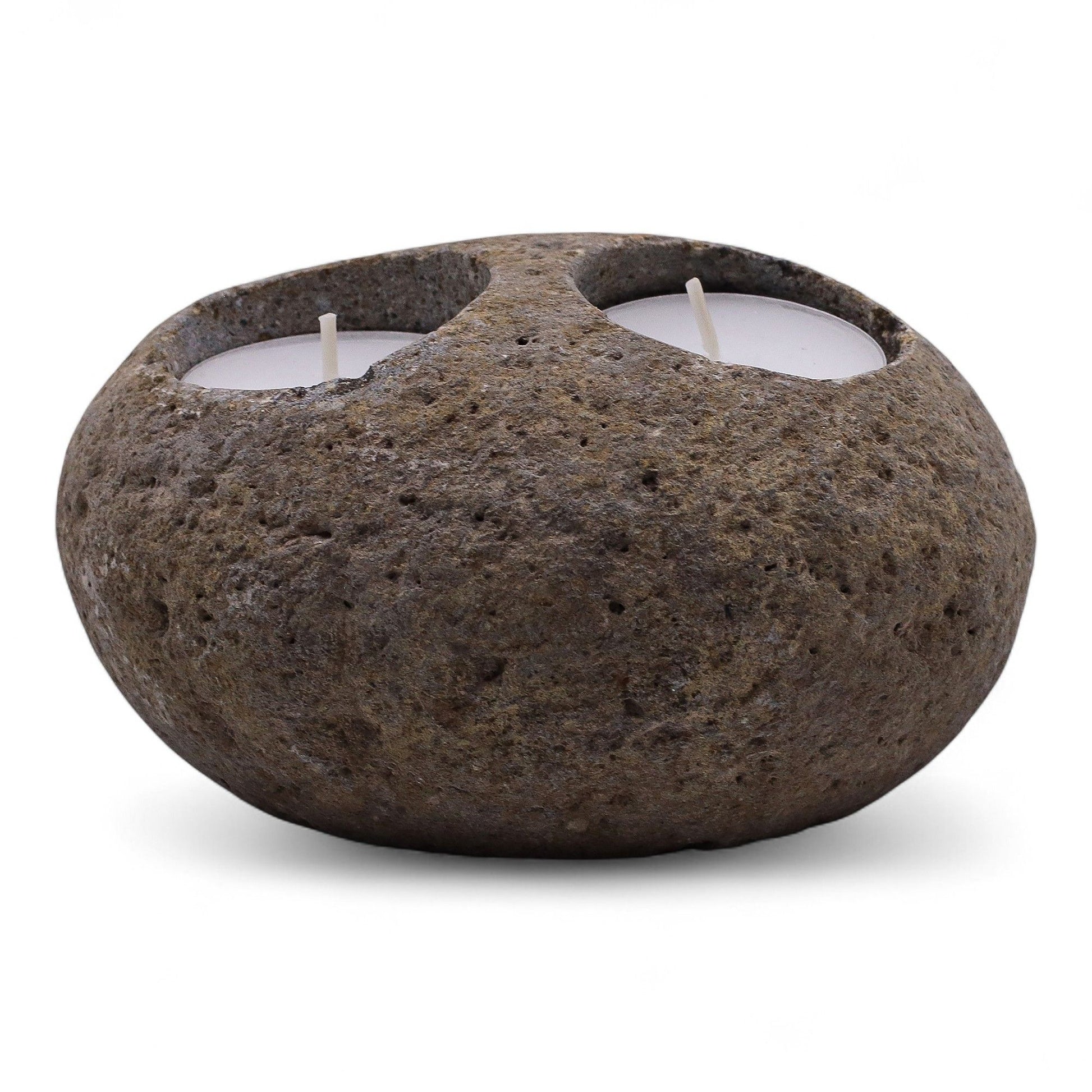 Natural Riverstone Candle Holder - Double Nightlight - Image natural-riverstone-candle-holder--double-nightlight-rsch-02