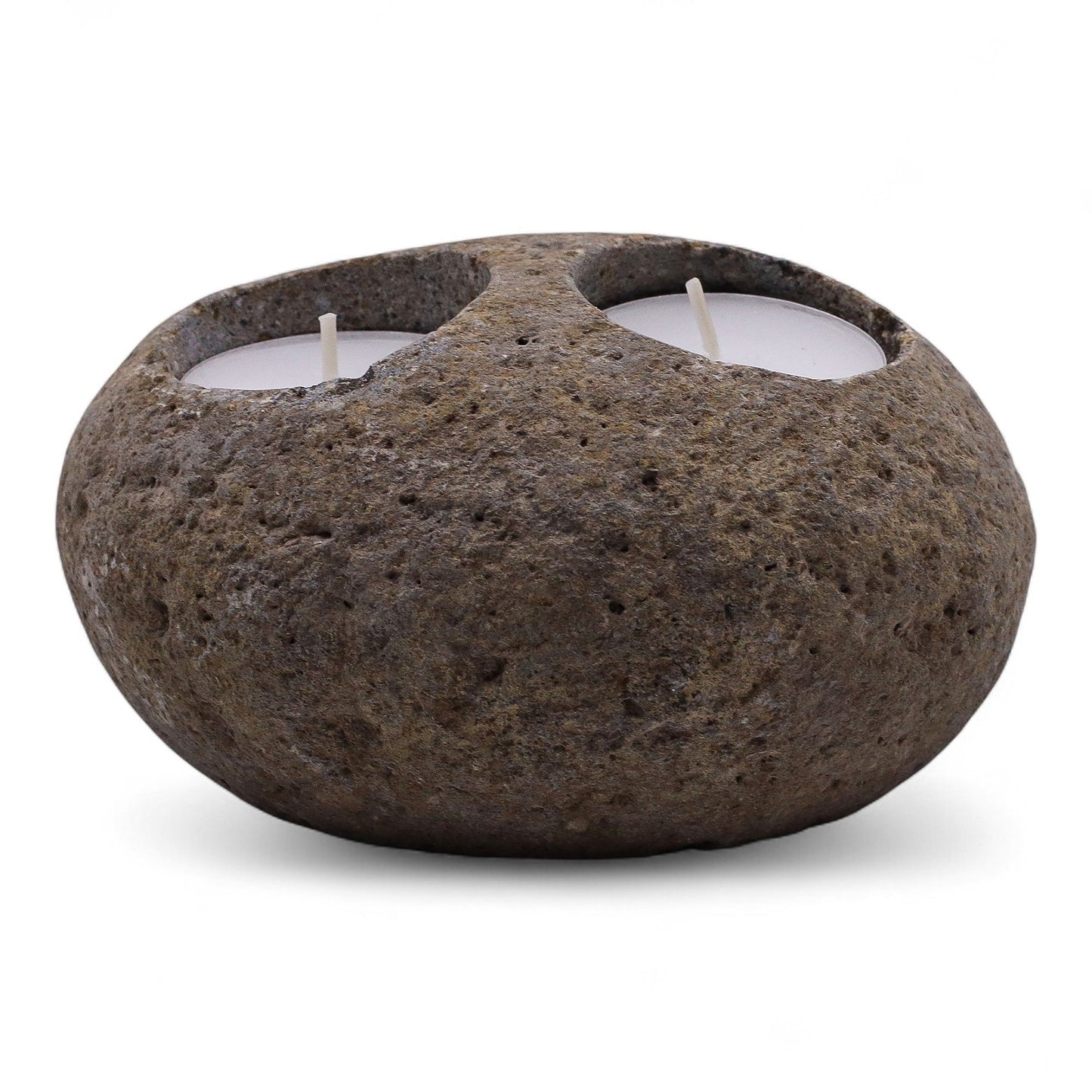 Natural Riverstone Candle Holder - Double Nightlight - Image natural-riverstone-candle-holder--double-nightlight-rsch-02