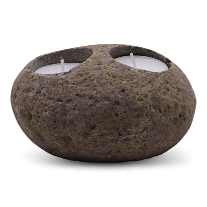 Natural Riverstone Candle Holder - Double Nightlight - Image natural-riverstone-candle-holder--double-nightlight-rsch-02
