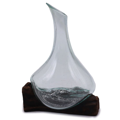 Molten Glass Mini Decanter on Wood 20cm - Image molten-glass-mini-decanter-on-wood-20cm-mgw-45