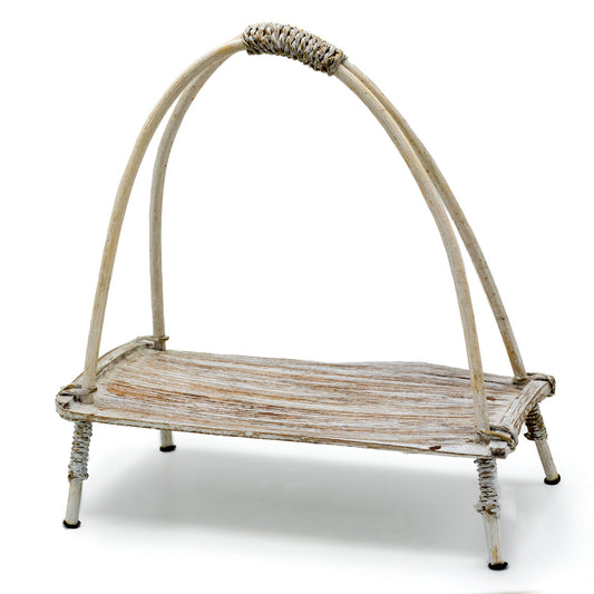 Coconut Leaf Tea Stand - Whitewash - Image coconut-leaf-tea-stand--whitewash-clfb-04